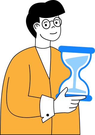 Boy holding sand clock  Illustration