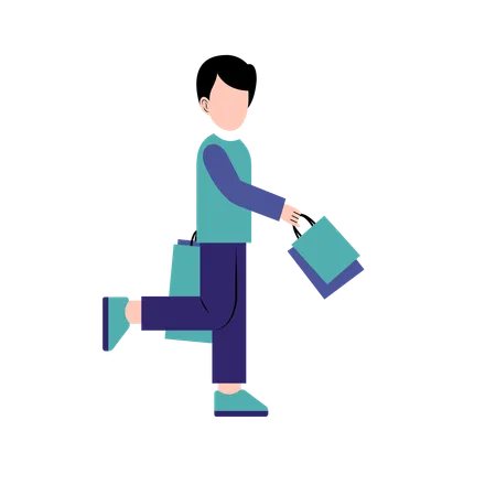 Boy Holding Shopping Bag  Illustration