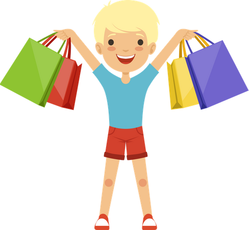 Boy holding shopping bag Illustration