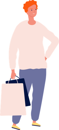 Boy holding shopping bag Illustration