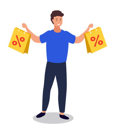 Boy holding shopping bags Illustration