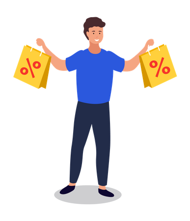 Boy holding shopping bags  Illustration