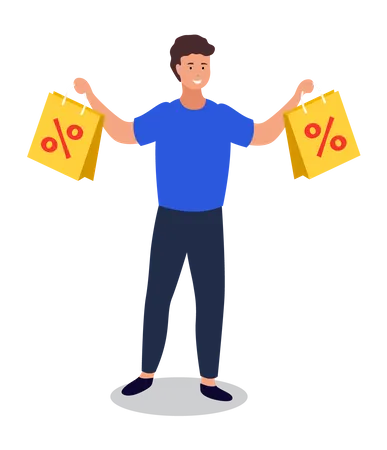 Boy holding shopping bags  Illustration