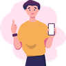 boy holding smartphone illustration