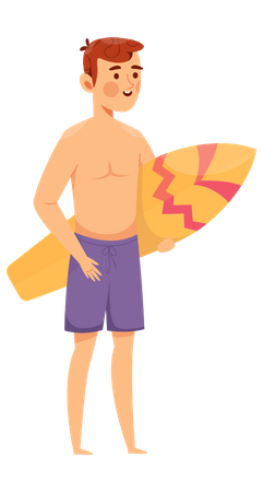 Boy holding surfboard Illustration