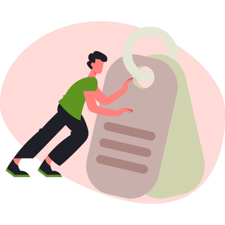 Boy  holding tags  Illustration