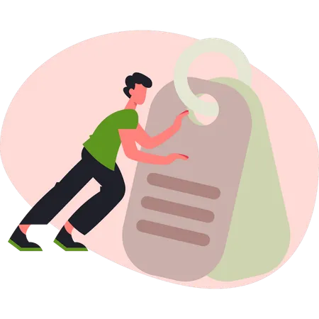 Boy  holding tags  Illustration