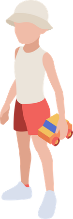 Boy Holding Toy  Illustration