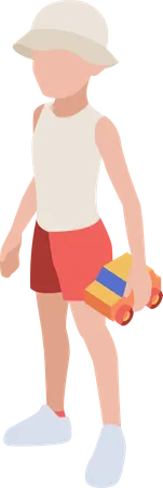 Boy Holding Toy  Illustration