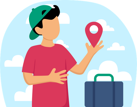 Boy holding travel map  Illustration