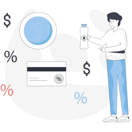 Boy  holding water bottle  Illustration