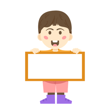 Boy holding writing space board  Illustration