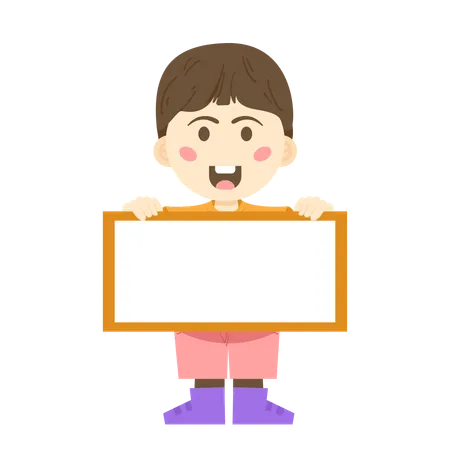 Boy holding writing space board  Illustration