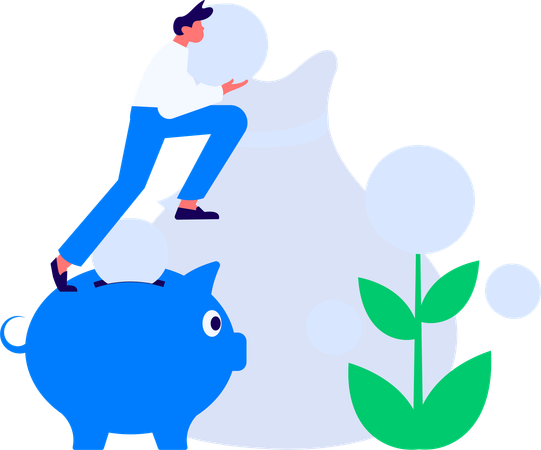 Boy holding yen coin while getting investment profit  Illustration