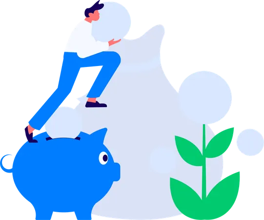 Boy holding yen coin while getting investment profit  Illustration