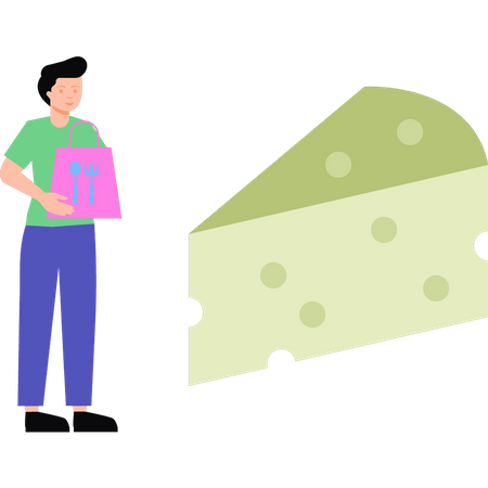 Boy holds food parcel  Illustration
