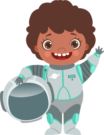 Boy In Astronaut Suit  Illustration