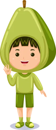 Boy Kids Avocado Character Illustration