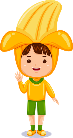 Boy in banana costume  Illustration