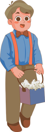 Boy in blue shirt Wedding Ring Bearer  Illustration