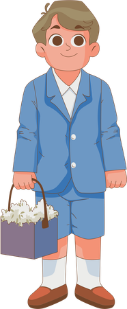 Boy in Blue suit Wedding Ring Bearer  Illustration