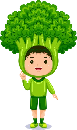 Boy Kids Broccoli Character Costume Illustration