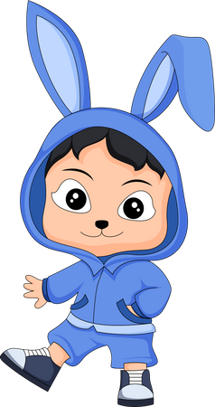 Boy in bunny costume  Illustration