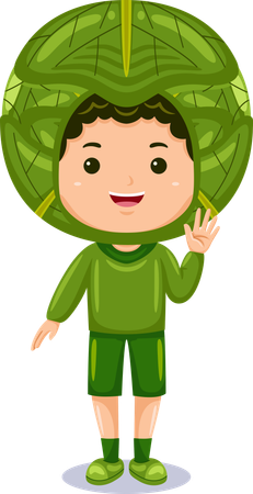Boy in cabbage costume  Illustration