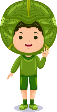 Boy Kids Cabbage Character Costume Illustration