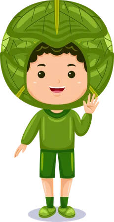 Boy in cabbage costume  Illustration