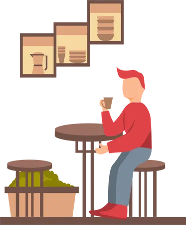 Boy in cafe  Illustration