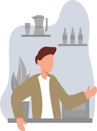 Boy in cafe  Illustration