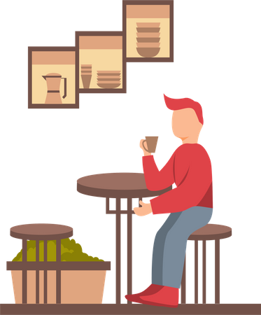 Boy in cafe  Illustration