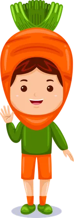 Boy Kids Carrot Character Costume Illustration