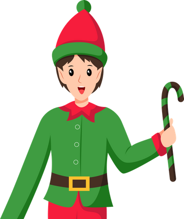 Boy in Christmas elf costume  Illustration