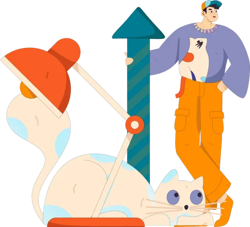 Boy in educational journey  Illustration