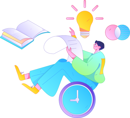 Boy in educational journey  Illustration