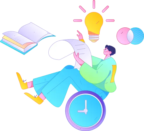 Boy in educational journey  Illustration