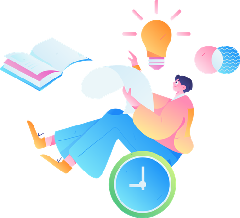 Boy in educational journey  Illustration