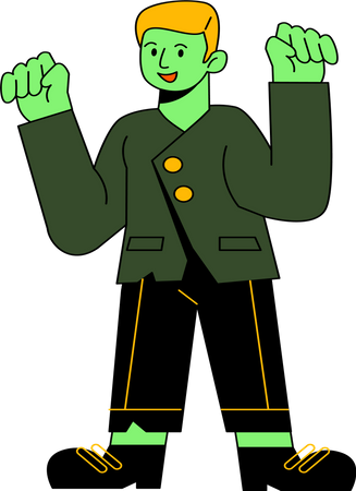 Boy in Frankenstein Costume Illustration