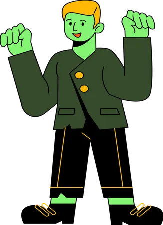 Boy in Frankenstein Costume Illustration
