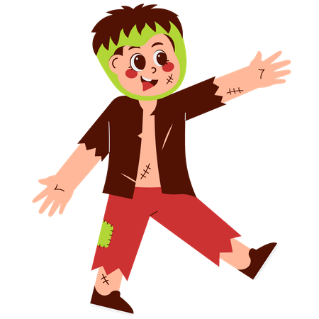 Boy in Frankenstein Costume  Illustration