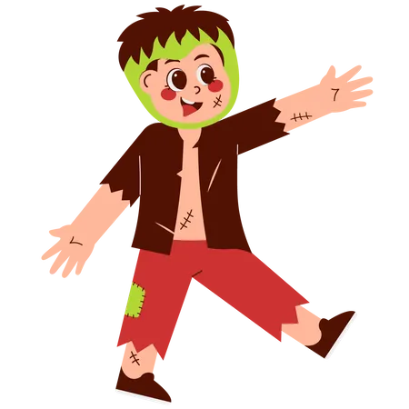 Boy in Frankenstein Costume  Illustration