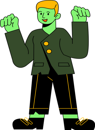 Boy in Frankenstein Costume  Illustration