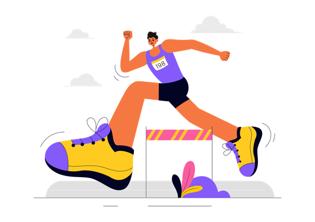 Boy in Hurdle Long Jump competition  Illustration