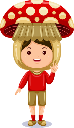 Boy in mushroom costume  Illustration