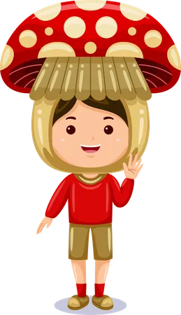 Boy in mushroom costume  Illustration