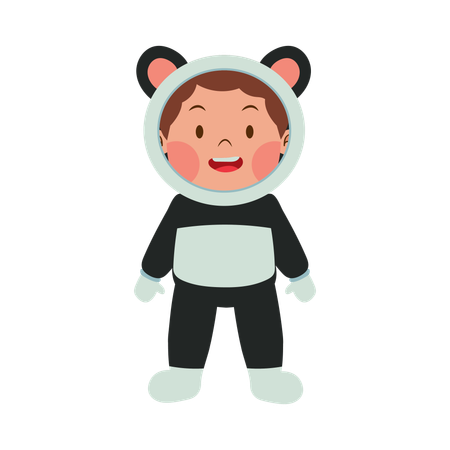 Boy in Panda Costume  Illustration