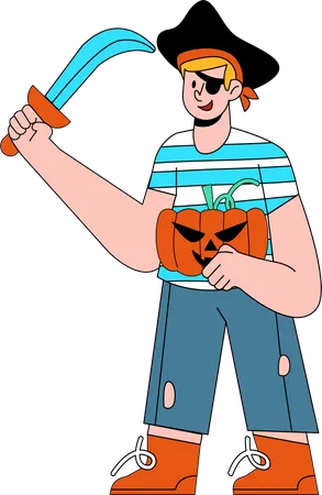 Boy in Pirate costume  Illustration