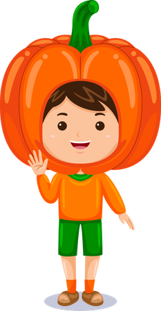 Boy in pumpkin costume  Illustration